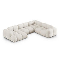 PANORAMASOFA rechts Loretto aus strukturiertem Stoff beige 5 Sitzplätze - Beige, Textil (250/68/345cm) - Cosmopolitan Design