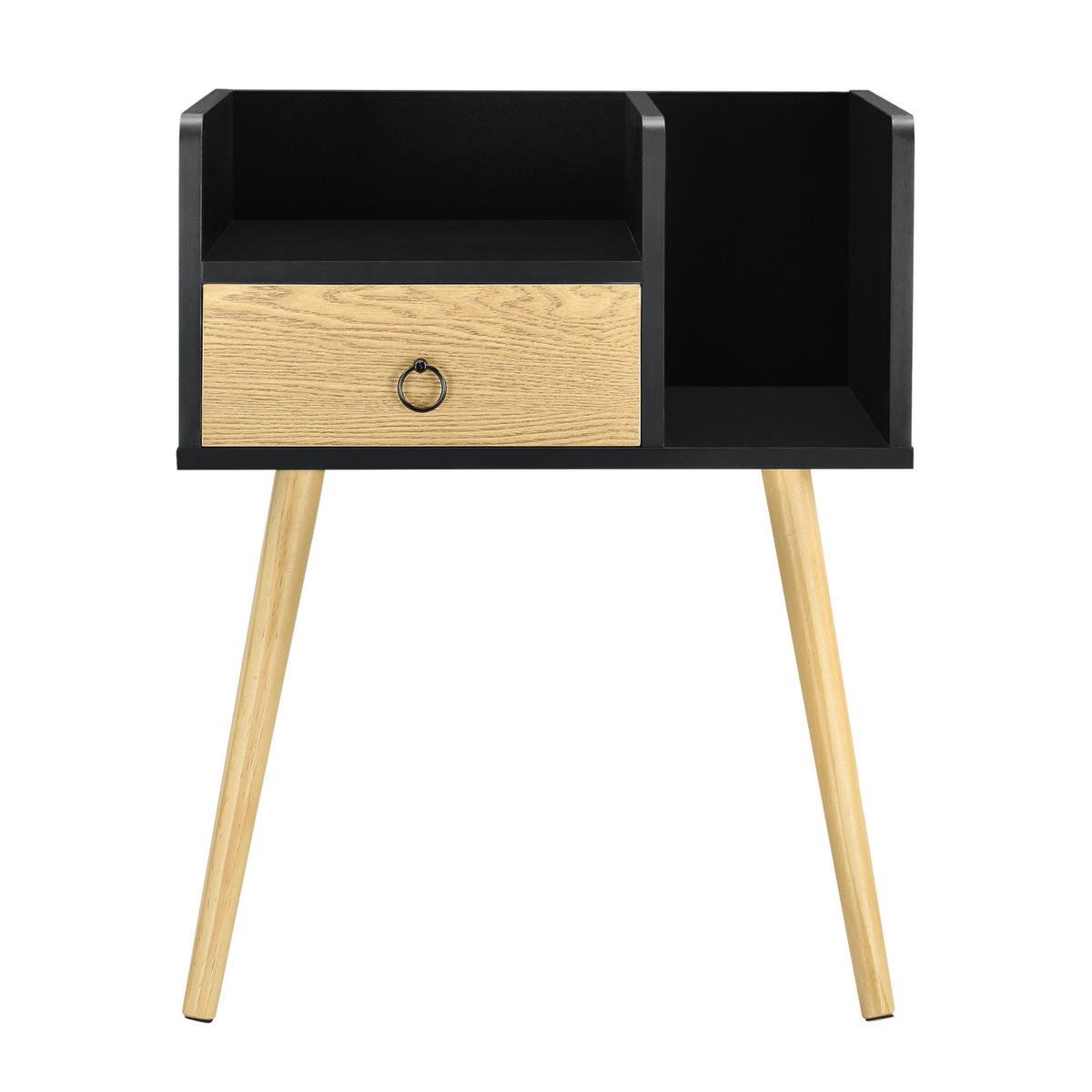NACHTTISCH Gibbston - Schwarz, Holzwerkstoff (50/64/36cm) - [en.casa]