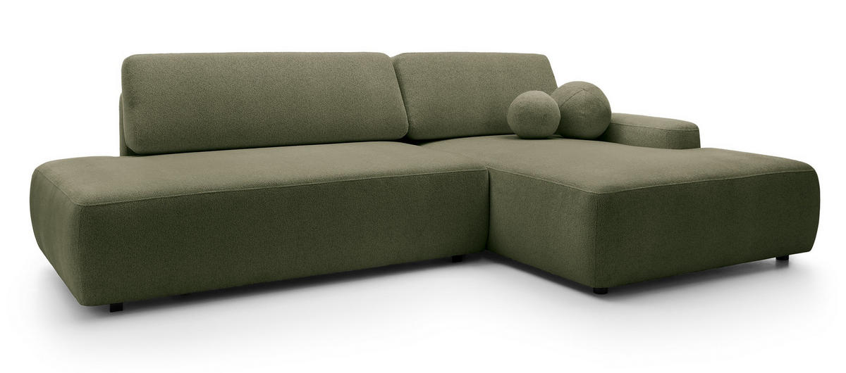 ECKSOFA 275 cm mit Schlaffunktion Orea O, Rechts, Grün - Grün, Holz (164/276cm) - Emporius