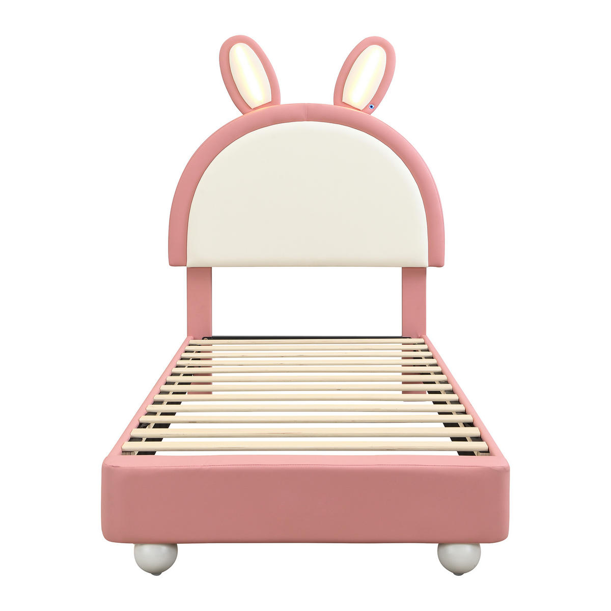 KINDERBETT 90/200 cm DE-02234, in Rosa, mit Hasen-Kopfteil und LED - Pink, Holzwerkstoff (90/200cm) - ComfortXL