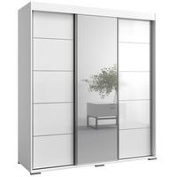 SCHIEBETÜRENSCHRANK mit Schubladen und Spiegel Como 3D1L 180 Weiß (lacobel) - Silberfarben/Weiß, Holzwerkstoff/Metall (180/208/67cm) - mzm24