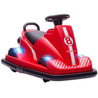 AUTOSCOOTER DE-06256 360° drehbar mit Lenkrad und LED-Lichtern Rot - Rot, Kunststoff/Metall (74/53/48cm) - ComfortXL