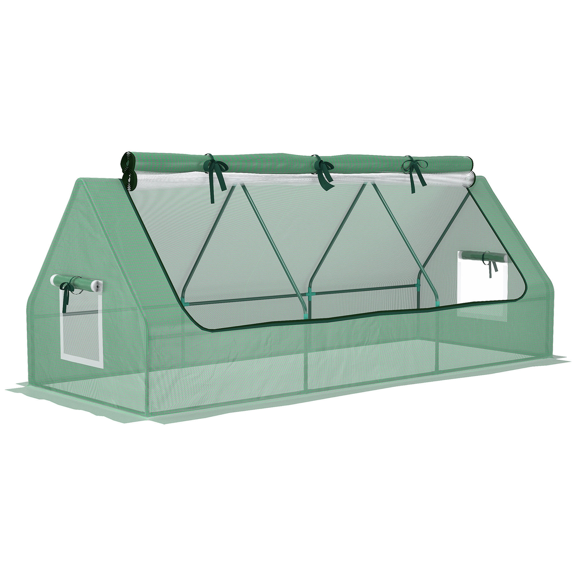 MINI-GEWÄCHSHAUS DE-05825 mit aufrollbarem Dach und Fenstern 240/90/90 cm Grün - Grün, Kunststoff/Metall (90/90/240cm) - ComfortXL