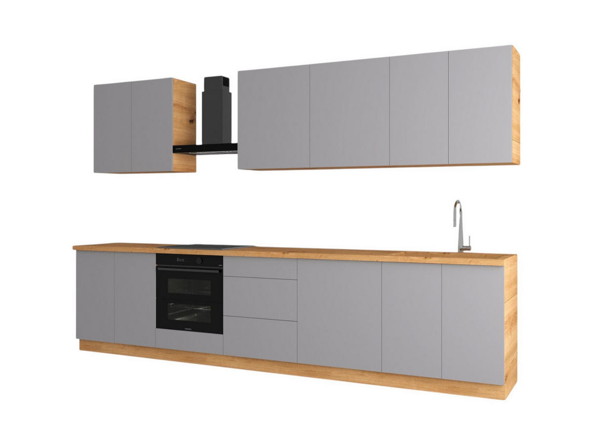 KÜCHENZEILE 340 cm – Nexa K89-G340 – in Beige / Matt - Beige, Holz (340/212/58cm) - ROYAL24_MARKT