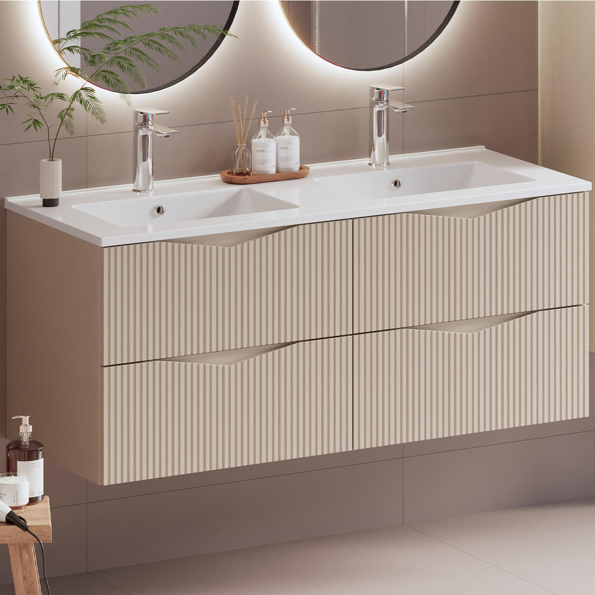 DOPPELWASCHTISCH 120cm Tao Kaschmir - Beige, Holzwerkstoff (120/50/45.8cm) - Petits-meubles