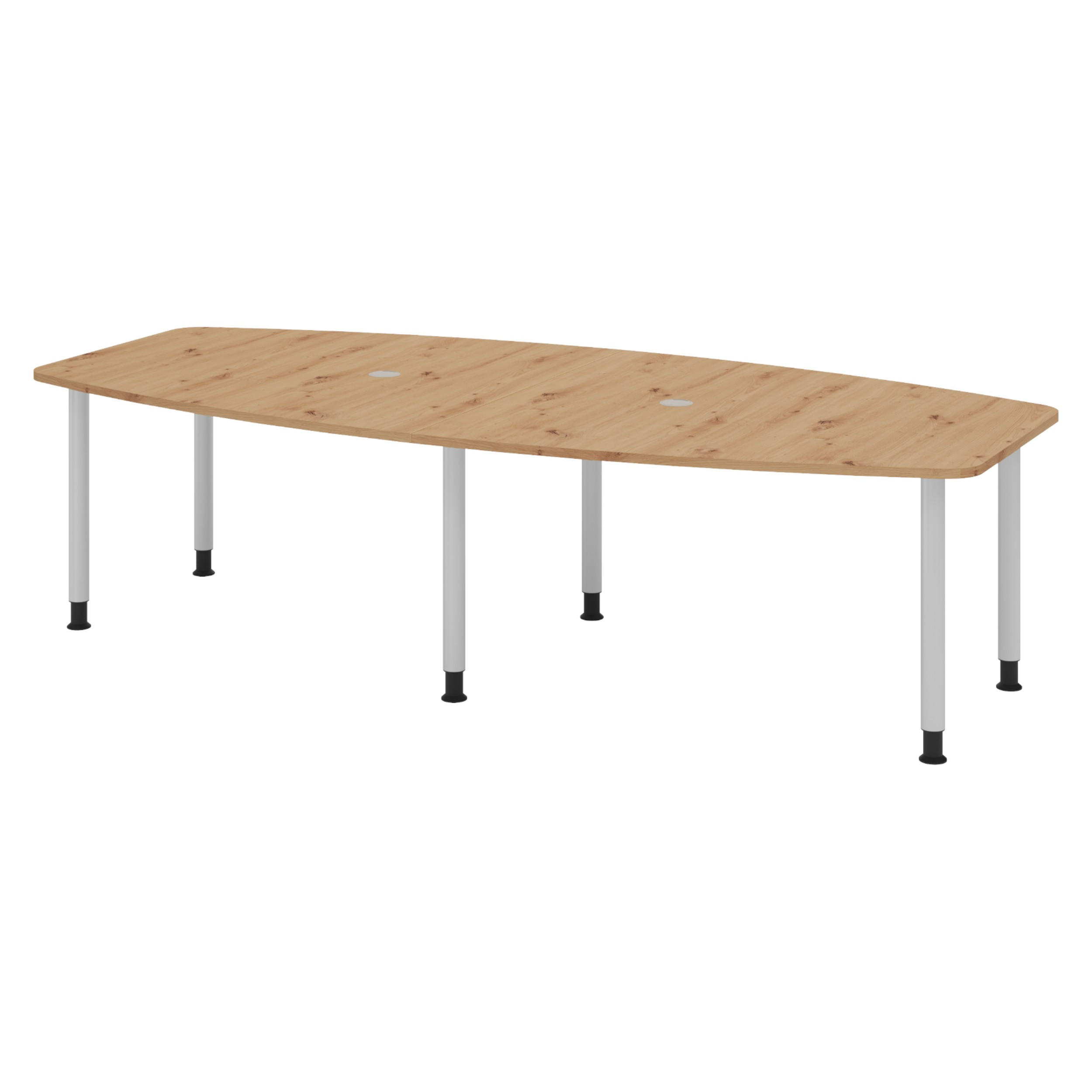 bümö Konferenztisch Wildeiche, Silber 280x74x130 cm
