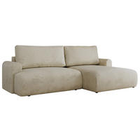 ECKSCHLAFSOFA TONO L Beige Velvet - rechts - Beige/Schwarz, Kunststoff/Textil (150/260cm) - MKS