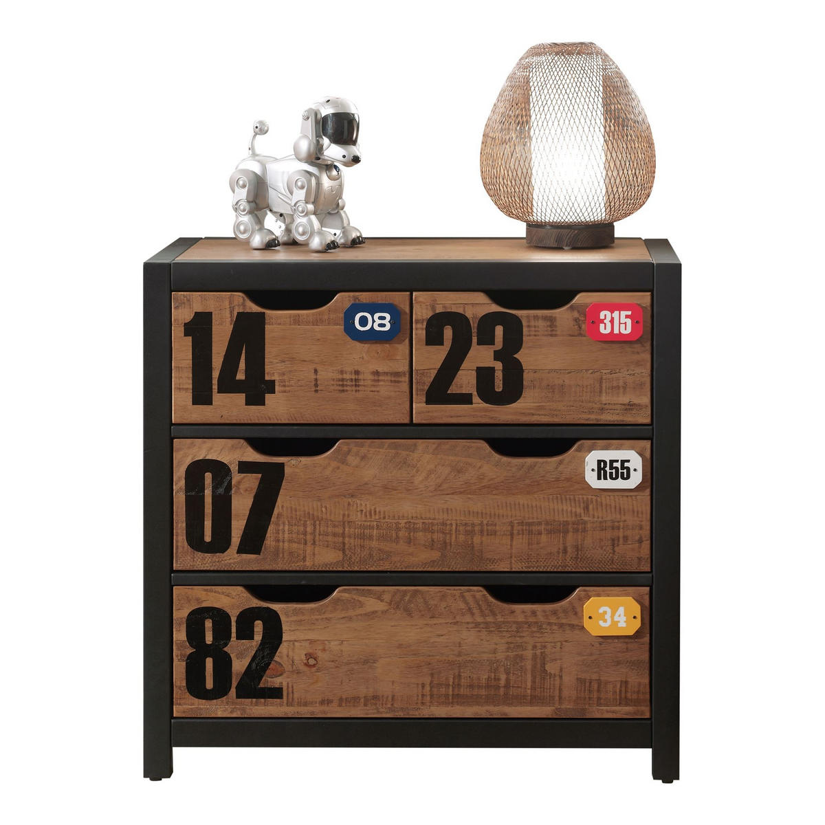 SCHUBLADENKOMMODE Kameko 86x42x83 MDF+Massivholz Schwarz/Cognac - Cognac/Schwarz, Holzwerkstoff (86/83/42cm) - 58aufmkessel