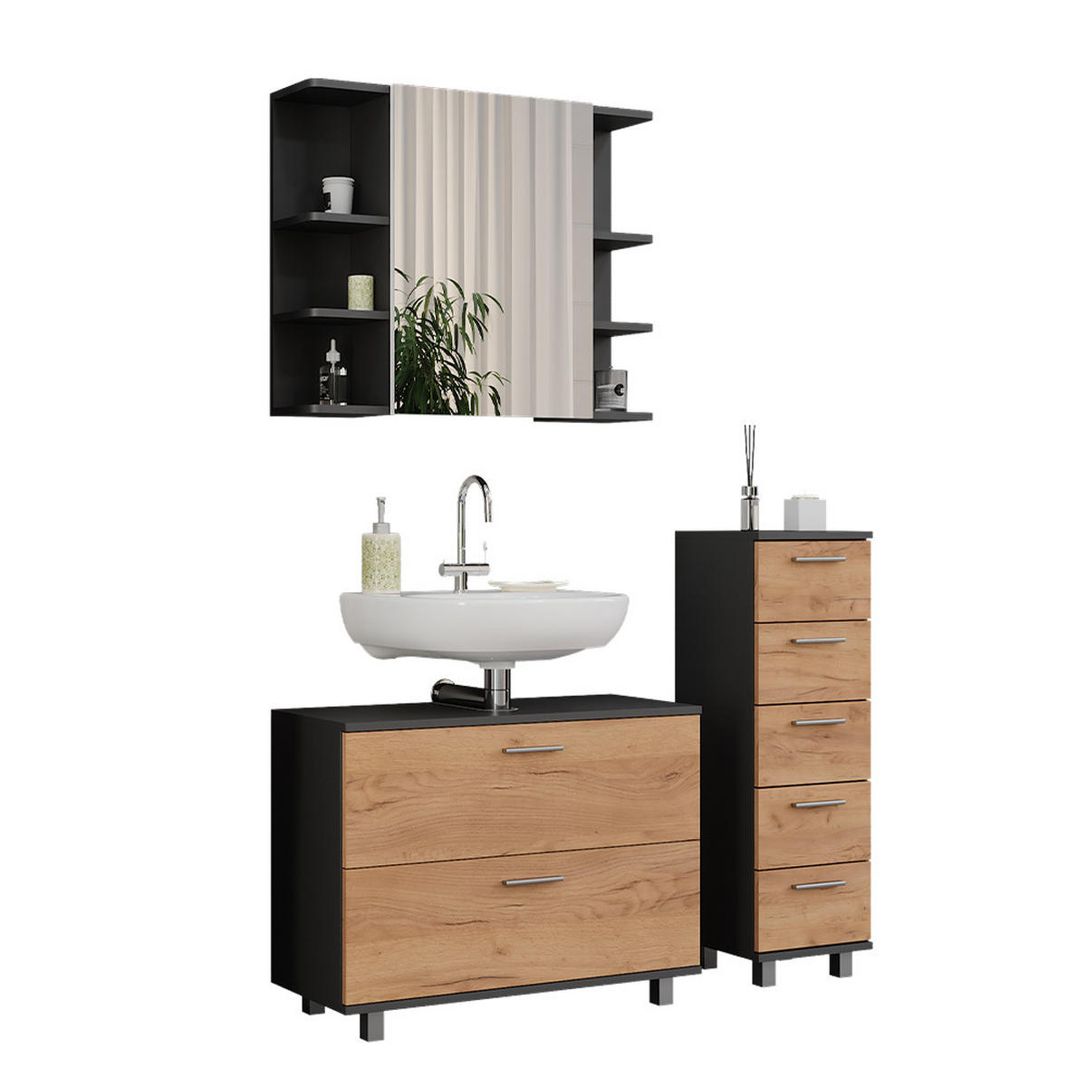 Honigeiche/Anthrazit, Holzwerkstoff (80.2/60.8/33cm) - Vicco