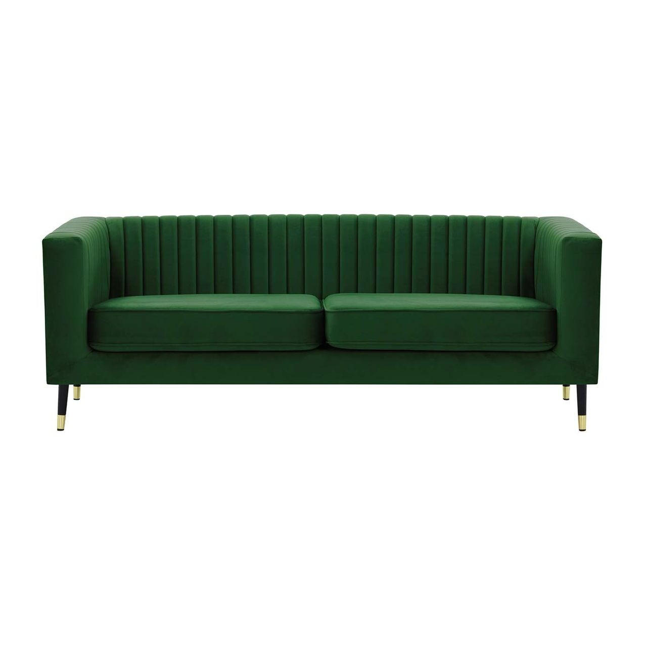 DREISITZER SOFA Slender-Velluto 10 - Grün, Holz/Textil (201/71/83cm) - SLF24