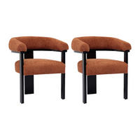 STUHL mit Armlehnen 2er-Set - Bouclé-Stoff & Kautschukholz - Terracotta & Schwarz - LIVELIA - Dunkelorange, Textil (64/78/60cm) - Vente-Unique