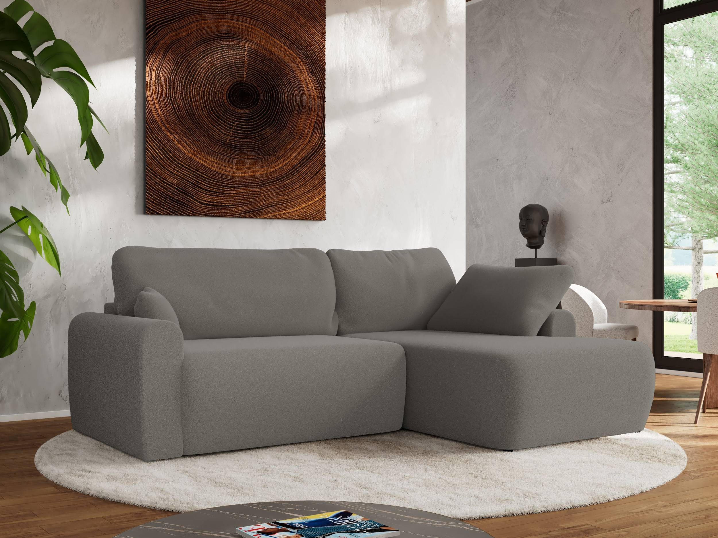 ECKSCHLAFSOFA CUBO L Hellgrau Boucle - rechts - Hellgrau/Schwarz, Kunststoff/Textil (187/273cm) - MKS
