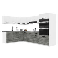 KÜCHENZEILE Italia 8 420 cm , mit Arbeitsplatten, Weiß-Grau Glamour Matt - Hellgrau/Weiß, Holz (420/143/60cm) - B BELINI GROUP