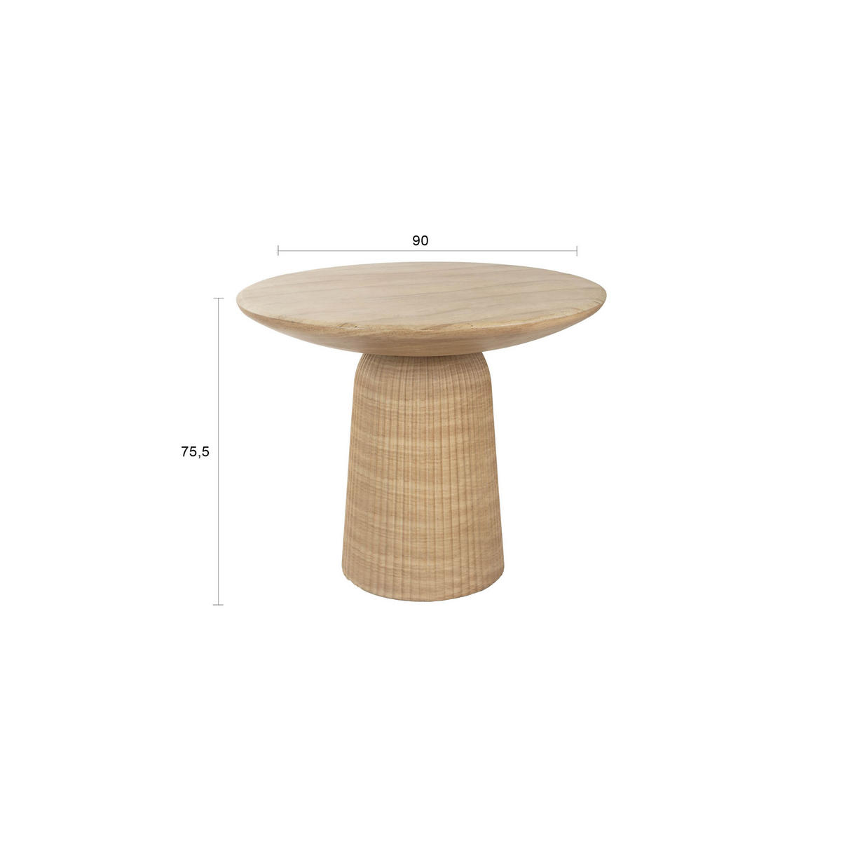 ESSTISCH Brison Natursteinoptik - Grau, Stein (90/90/75.5cm) - Dutchbone