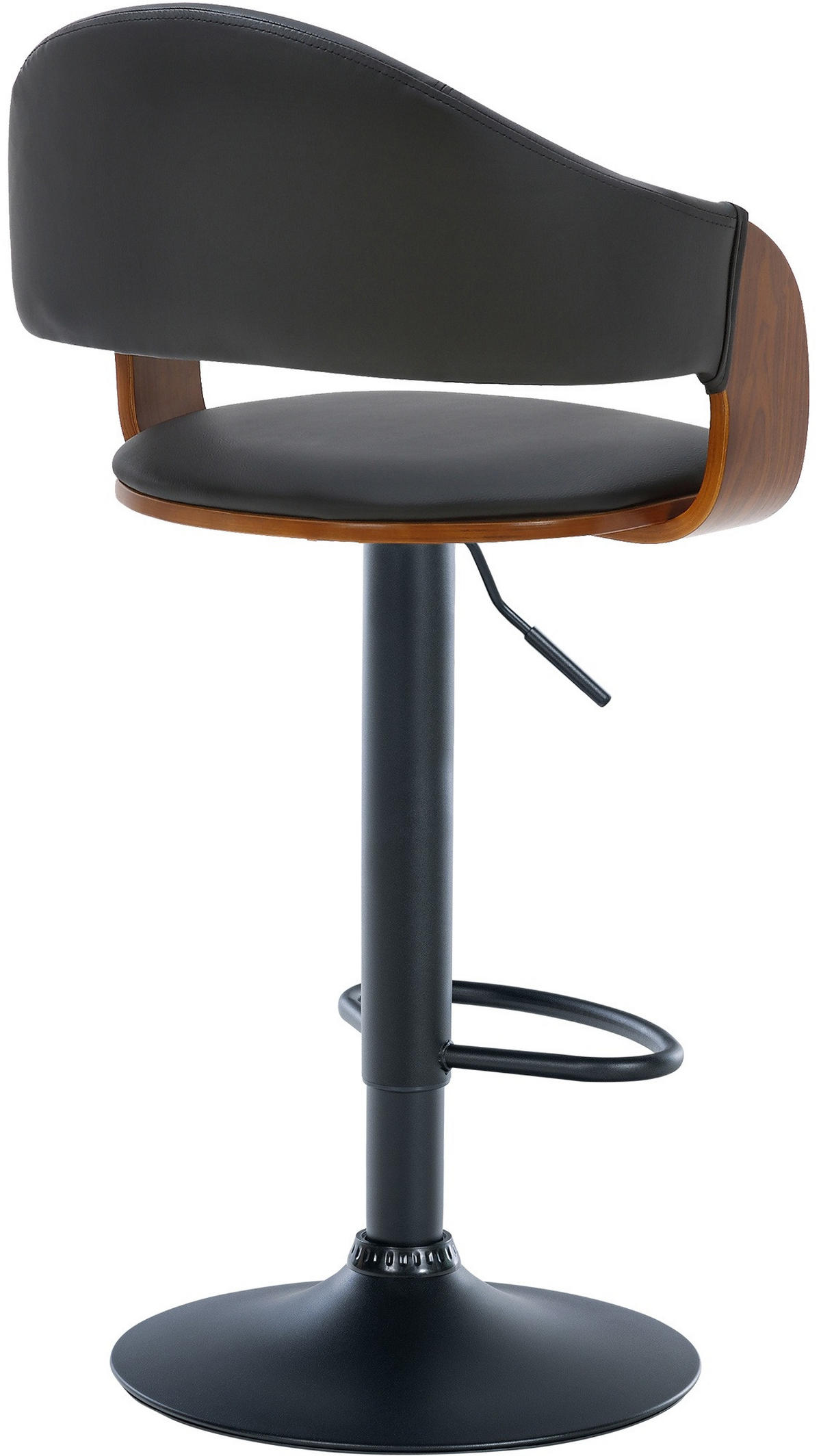BARHOCKER Lederlook walnuss/schwarz - Schwarz, Textil/Metall (50/89/49cm) - CLP