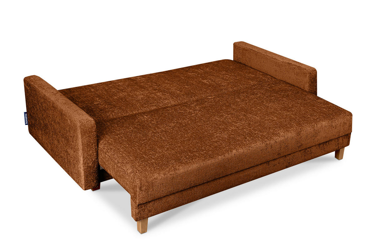 3-SITZER-SCHLAFSOFA ERISO mit weiche Sitzfläche und hohe Rückenlehne, Chenille-Stoff, rot - Rot/Braun, Textil (220/80/100cm) - KONSIMO®