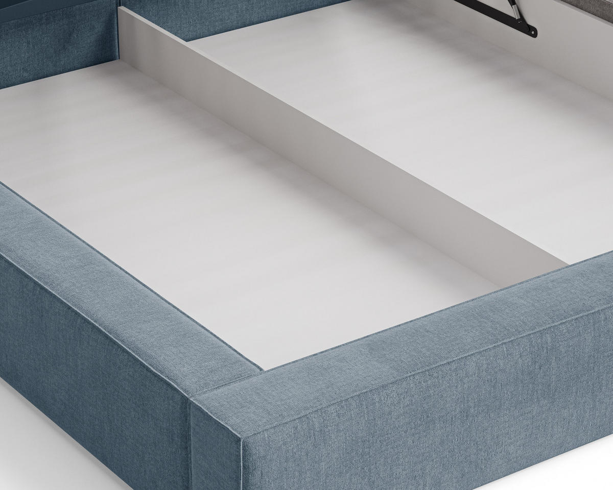 POLSTERBETT 06 140x200 cm – Tresor - Bett mit Bettkasten, Metall-Lattenrost - Blau, Holz (140/200cm) - ROYAL24_MARKT