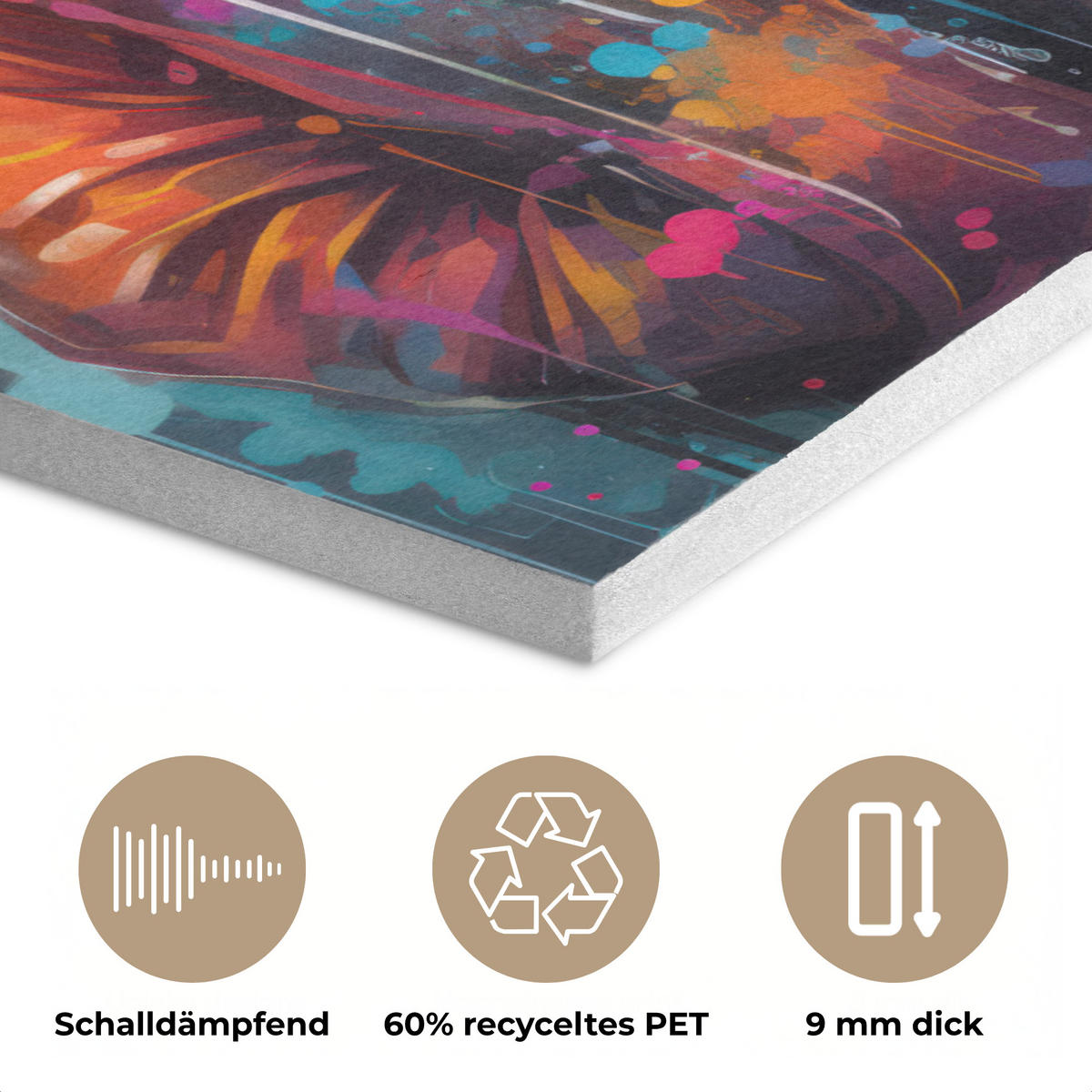 AKUSTIKPANEEL Panda - Jacke - Graffiti - Orange 60x80 cm - Orange, Textil (60/0.9/80cm) - MuchoWow