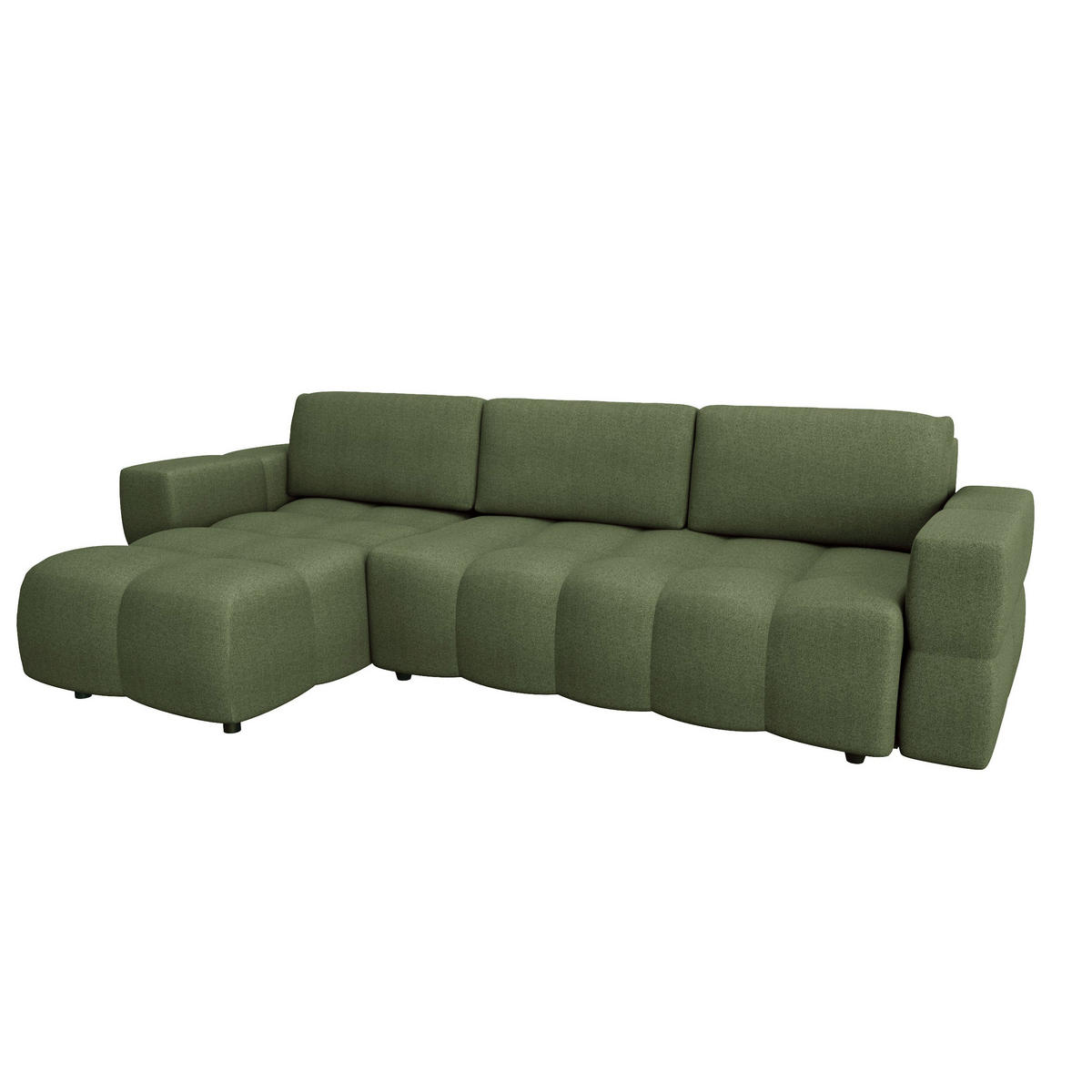 ECKSOFA LINKS Rastergewebe Olivgrün 286cm - Olivgrün, Textil (169/286cm) - Sia Home