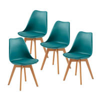 ESSZIMMERSTÜHLE 4er Set Türkis PU-Sitzkissen Buchenholzbeine - Türkis, Kunststoff (47.5/82/41cm)