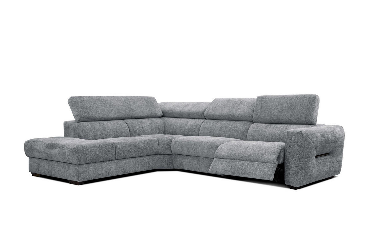 ECKSOFA CALVERA 5-Sitzer mit 1 Relaxfunktion, grau - Grau, Holzwerkstoff/Textil (239/298cm) - Courtois Laville