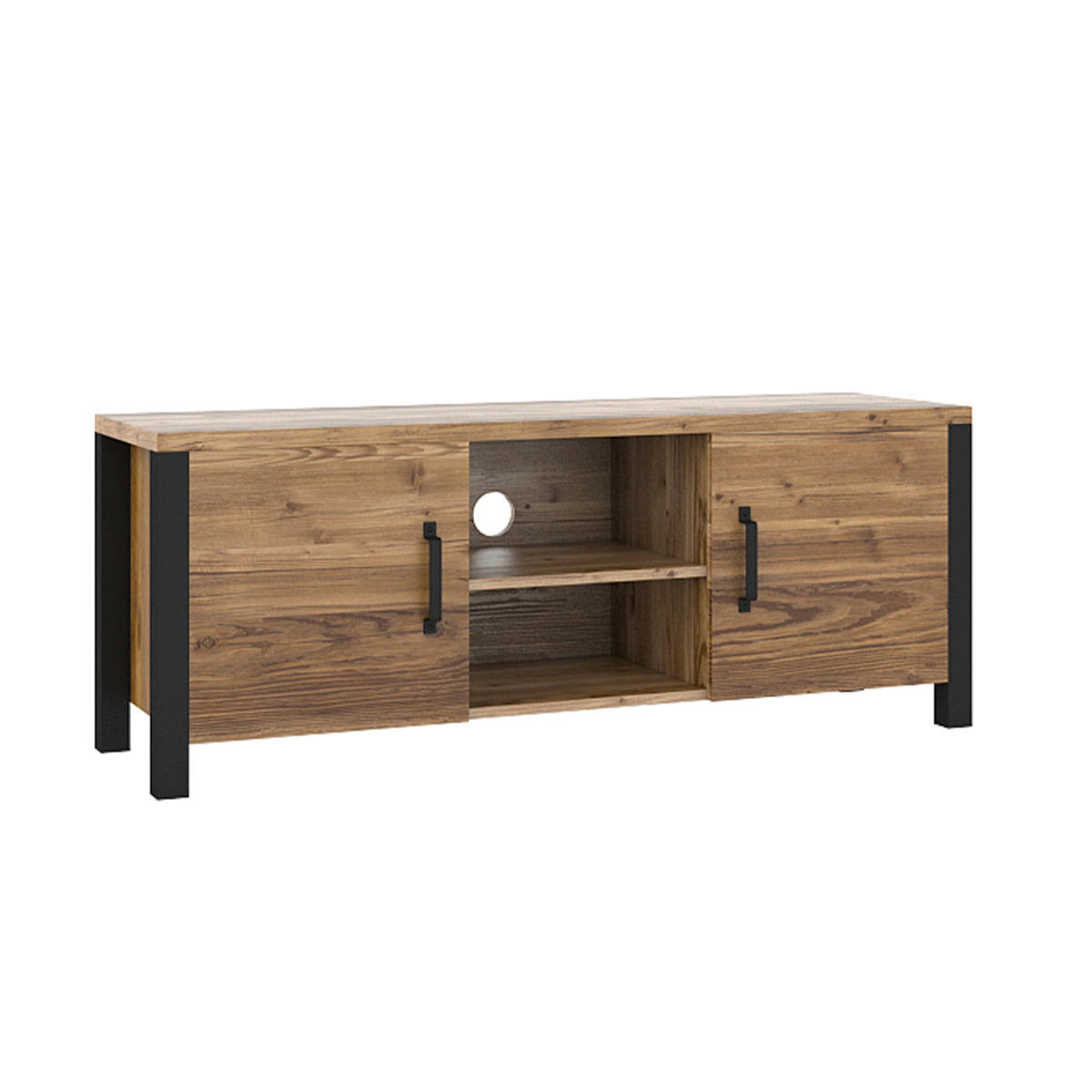 TV-MÖBEL Lyam Holz und Schwarz - Schwarz, Holzwerkstoff (147/57/43cm) - Petits-meubles