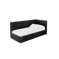 EINZELLBETT Jugendbett mit Bettkasten, Links - MULY 90x200 Schwarz - Schwarz, Holzwerkstoff/Textil (90/200cm) - ALTDECOR