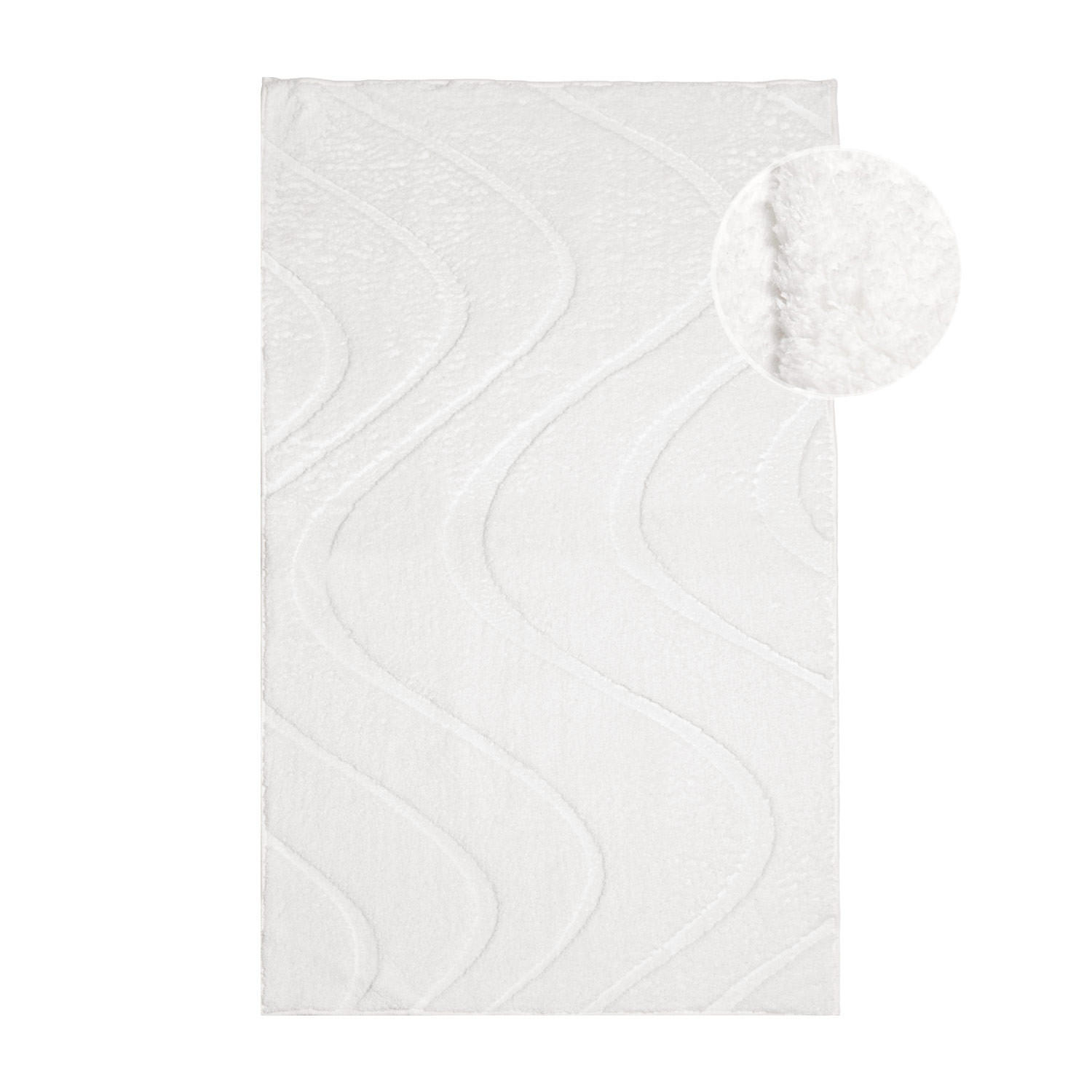 BADTEPPICH Waschbar Bath Waves 400 Weiß 40x60 cm - Weiß, Textil (40/60cm) - carpet city