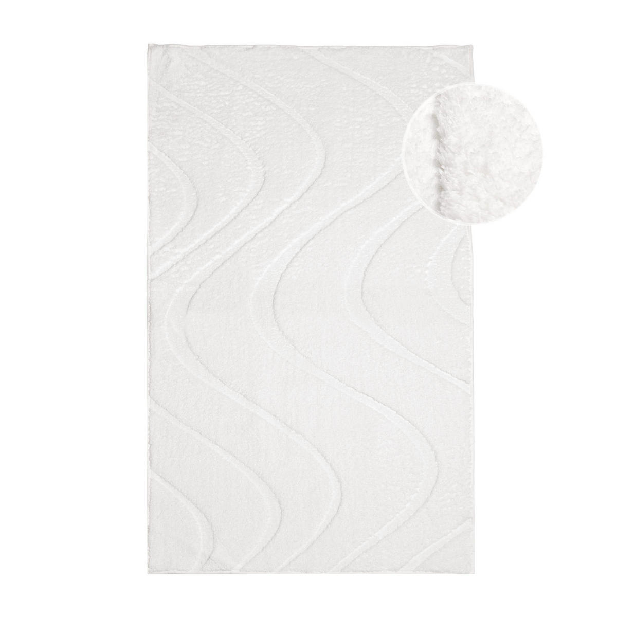 BADTEPPICH Waschbar Bath Waves 400 Weiß 40x60 cm - Weiß, Textil (40/60cm) - carpet city