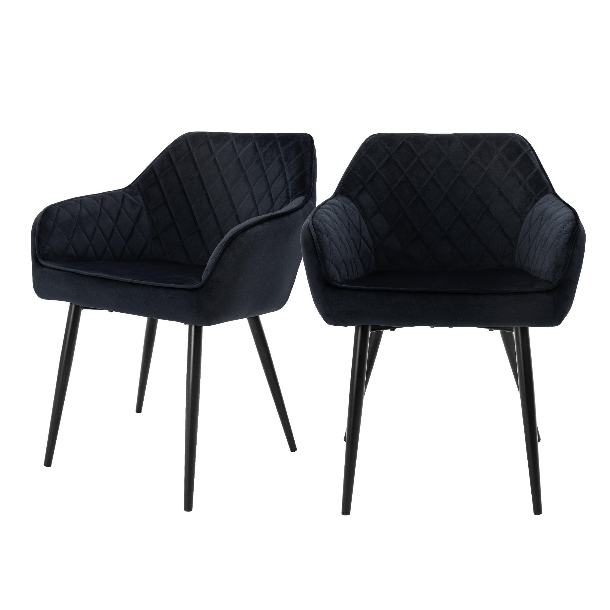 ML-DESIGN JÍDELNÍ ŽIDLE, sada 2 ks, černý samet