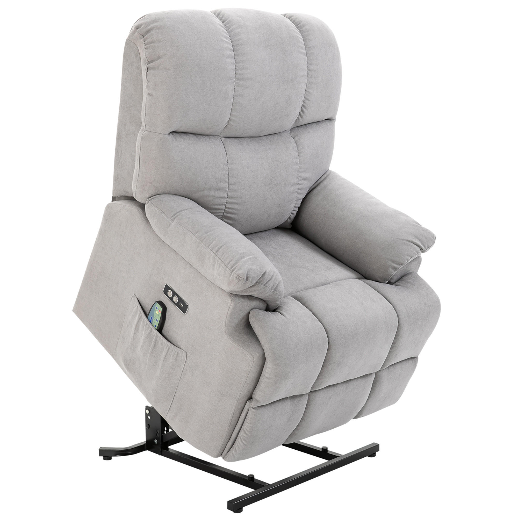 SESSEL mit Aufstehhilfe, Polyester, Grau - Grau, Kunststoff (95/105/83cm) - HOMCOM