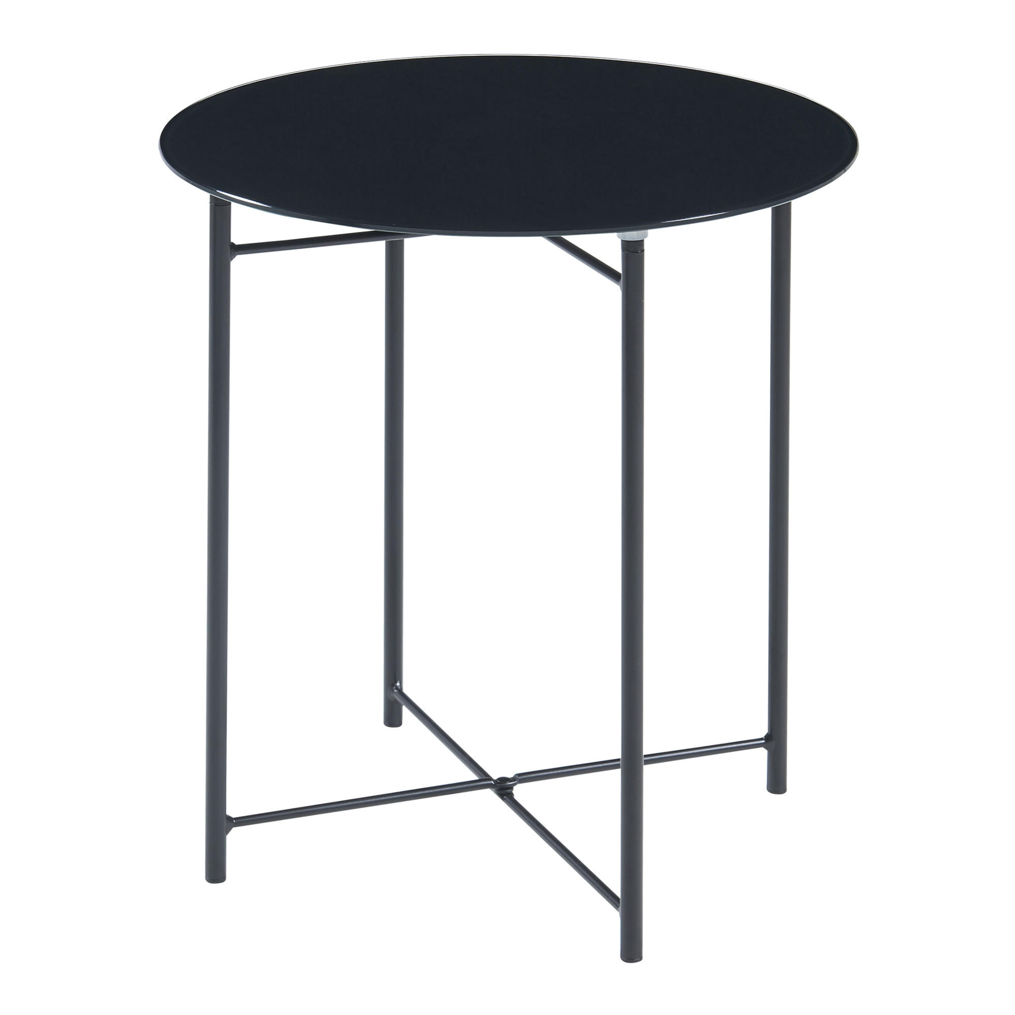 BEISTELLTISCH Ödeshög - Schwarz, Glas/Metall (42/42/45cm) - [en.casa]