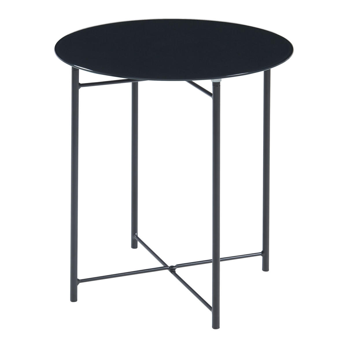 BEISTELLTISCH Ödeshög - Schwarz, Glas/Metall (42/42/45cm) - [en.casa]
