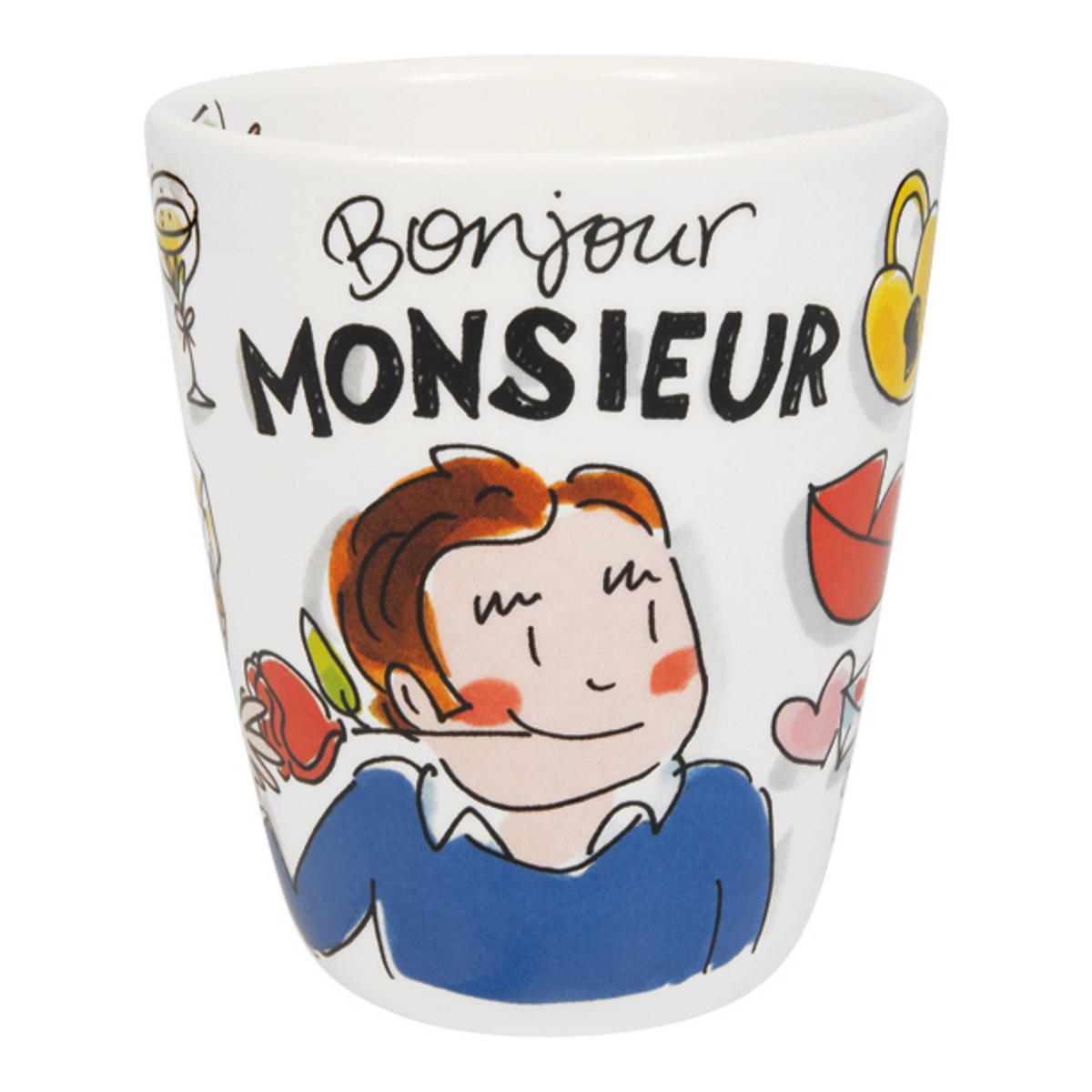 BECHER Valentinstag Monsieur in Bunt - 350 ml - Multicolor, Keramik (0.35L) - Blond Amsterdam