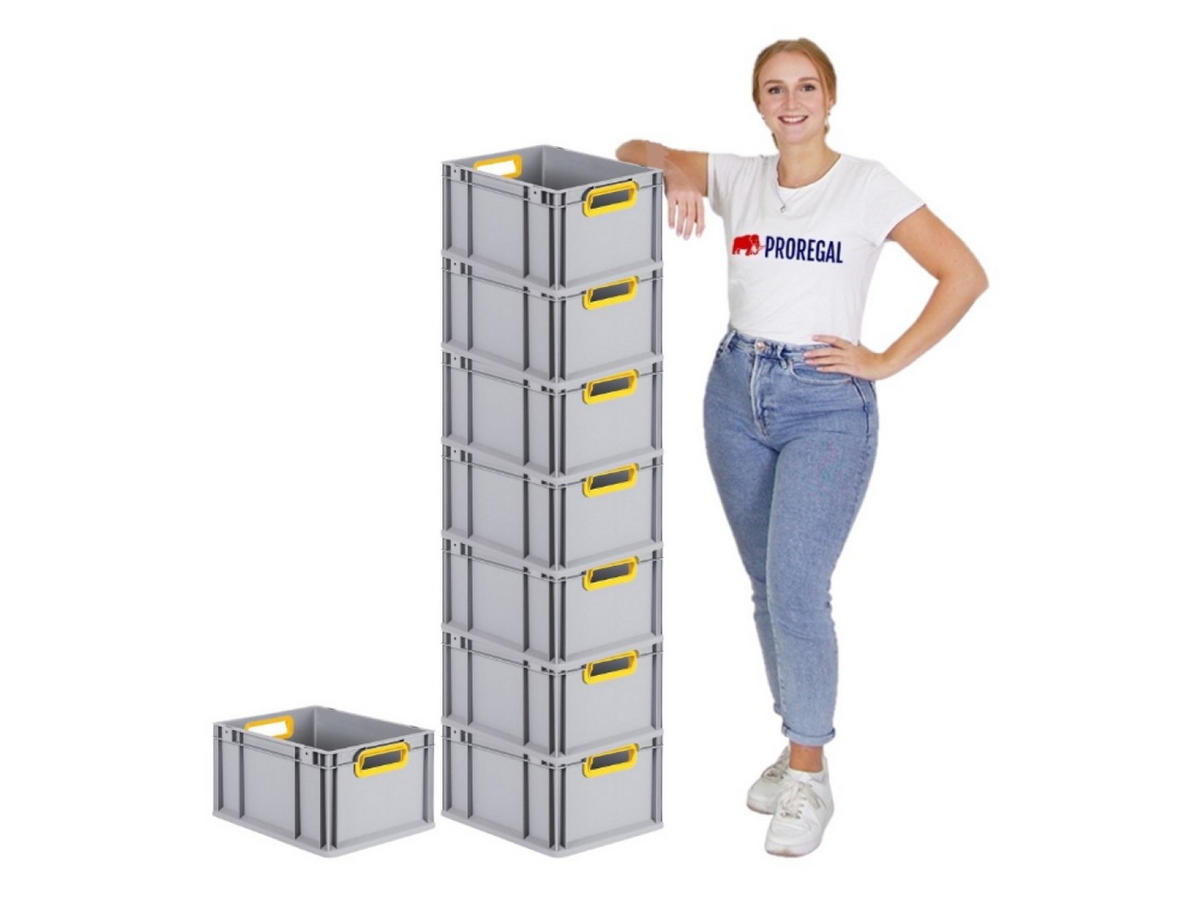 EUROBOX 8x Nextgen Color 22x30x40cm 20 Liter Griffe Gelb Offen - Gelb, Kunststoff (30/22/40cm) - PROREGAL
