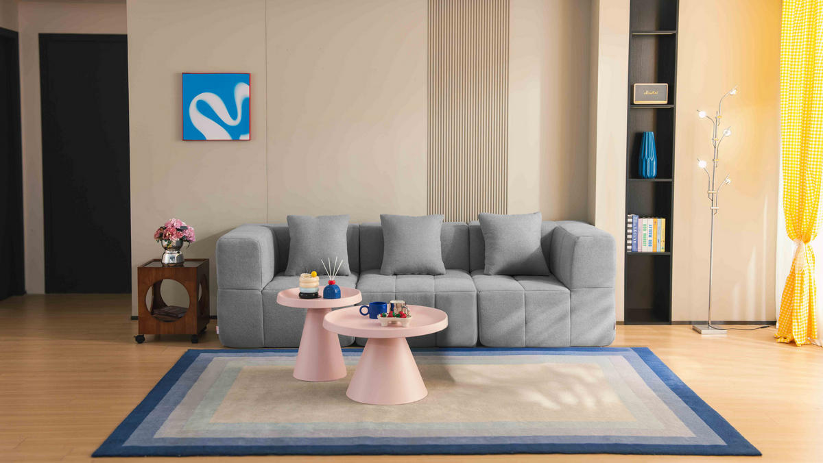 3-SITZER-SOFA Bouclé-Stoff Wolkengrau - Grau, Textil (260/73/95cm) - MILYsofa