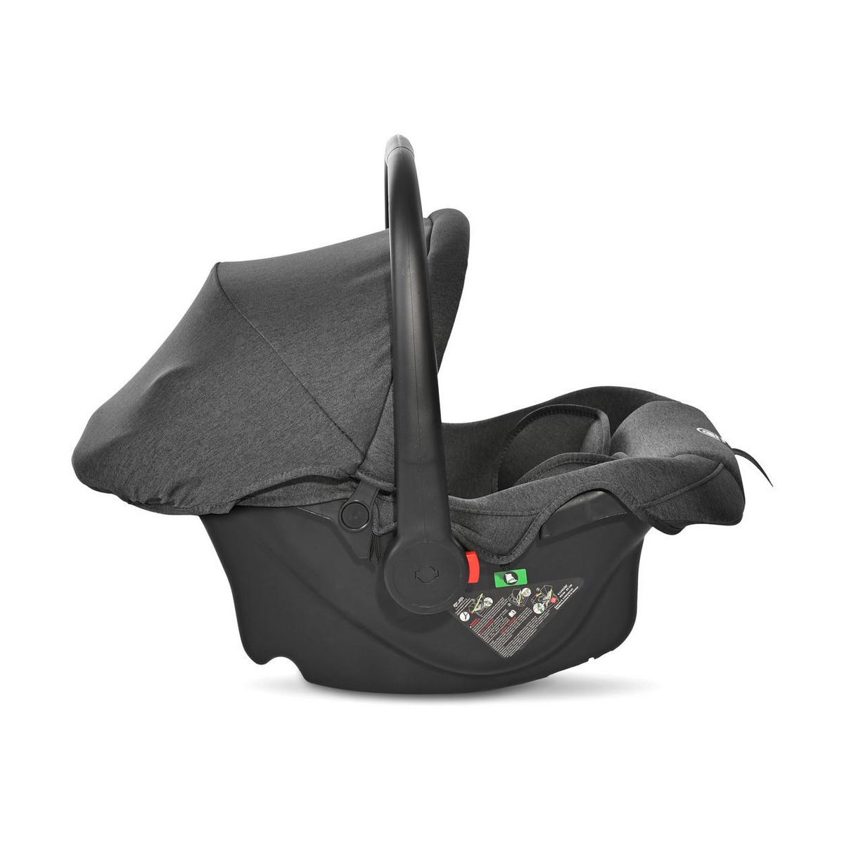 BABYSCHALE i-Size Joy schwarz (40 - 87 cm) verstellbar, Faltdach, Memory-Schaum - Schwarz, Kunststoff (41/54/66cm) - Lorelli