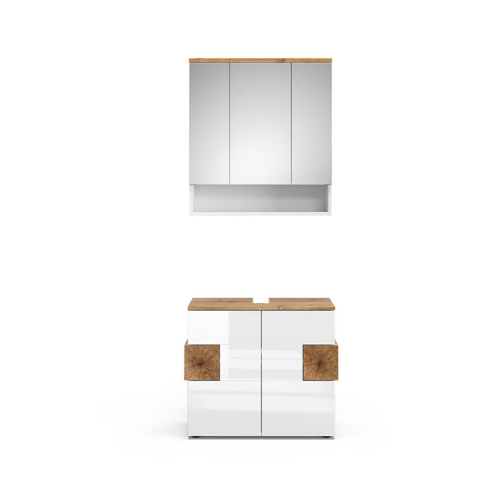 BADRUMSMÖBELSET Eden Vit högblank 2 delar Vit högglans 64/73/37 cm