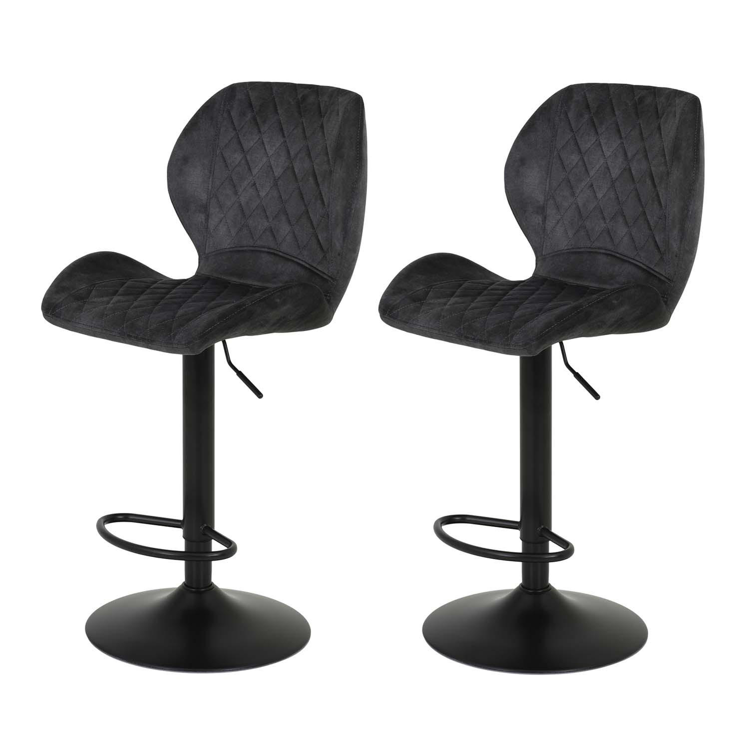 BARHOCKER-SET 2 Stück Sonja - Vintage Anthrazit - Anthrazit/Grau, Textil/Metall (50/94/51cm) - Hela Vertriebs GmbH