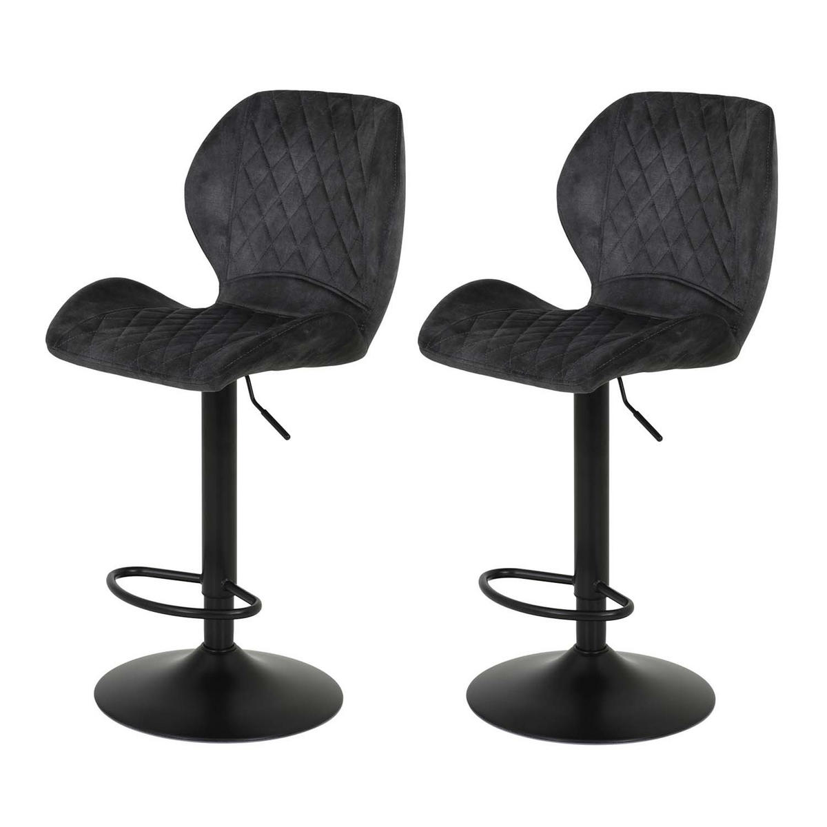 BARHOCKER-SET 2 Stück Sonja - Vintage Anthrazit - Anthrazit/Grau, Textil/Metall (50/94/51cm) - Hela Vertriebs GmbH