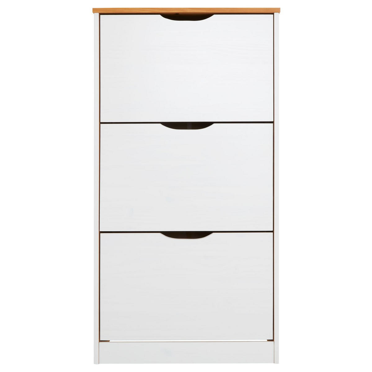 SCHUHSCHRANK BASIL weiß/braun - Weiß/Braun, Holz (59/116/25cm) - IDIMEX