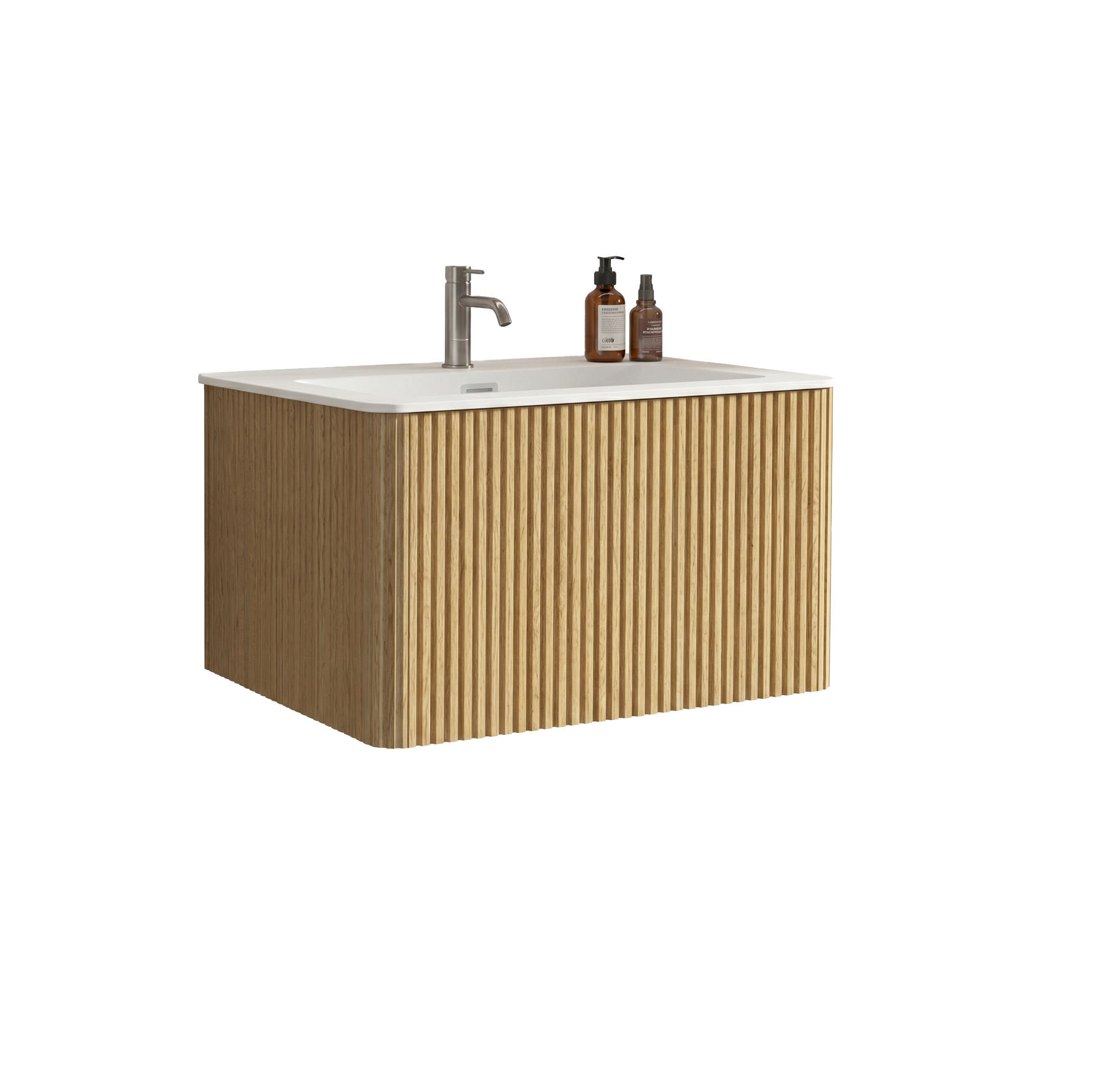 WASCHTISCHKOMBI 81/46,5/37 cm Eiche aus MDF und Sperrholz mit Push-to-Open-Schubladen - Eichefarben, Holzwerkstoff (81/37/46.5cm) - OKWISH