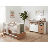 BABYZIMMER SET Maxim 2-tlg. Wickelkommode Babybett - Eiche Artisan/Weiß, Holzwerkstoff (1/1/1cm) - arthur berndt
