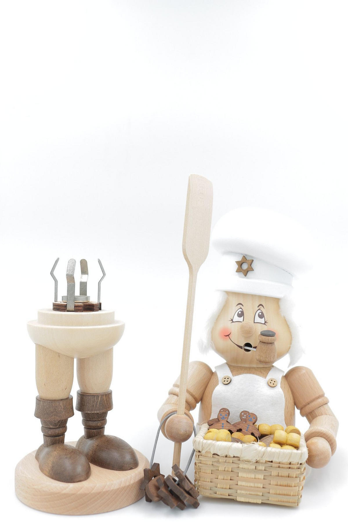 RAUCHFIGUR Wichtel Bäcker weiss 32 cm - Multicolor, Holz (15/35/0.1cm)