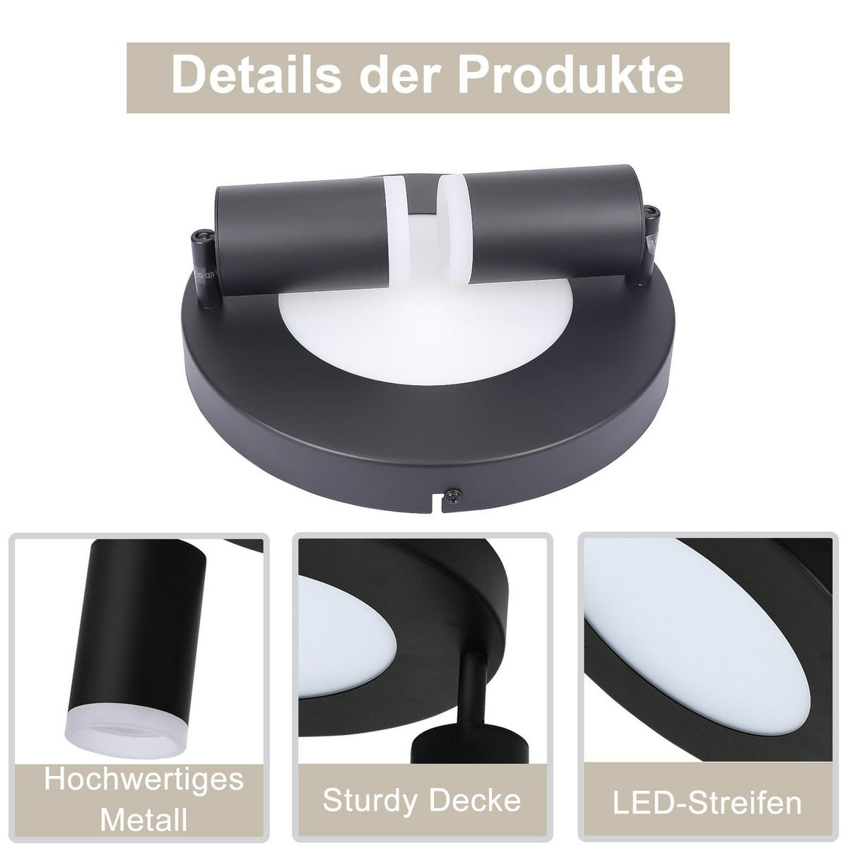 STRAHLER Düben 2-flammig 25/25/16.9 cm - Schwarz, Metall (25/25/16.9cm) - Nettlife