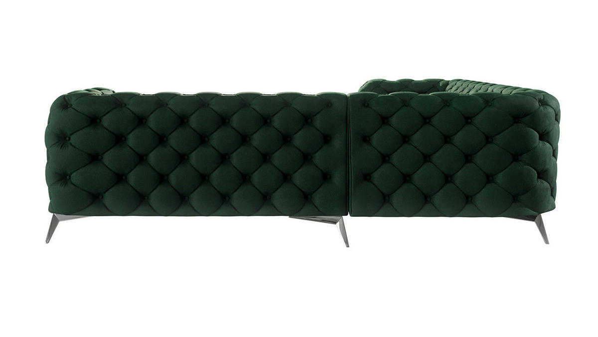 ECKSOFA Chesterfield Laura Flasche Grün Samt - Smaragdgrün/Silberfarben, Holz/Textil (264/264cm) - S-Style Möbel