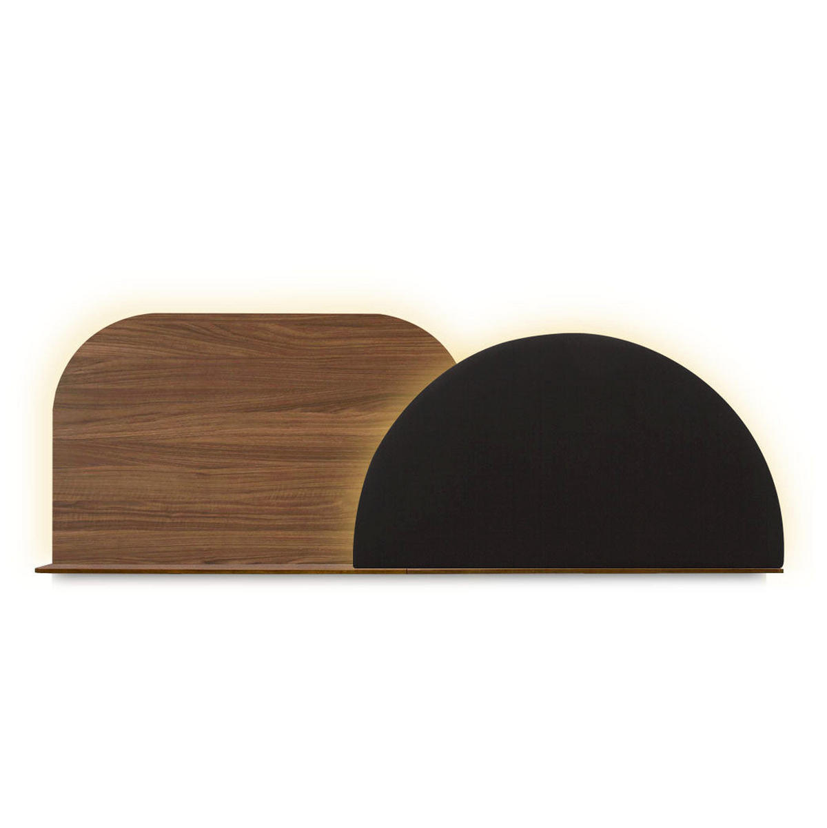 KOPFTEIL Alba mit Licht 180cm - Walnussfarben/Grau, Holz/Textil (180/60/14cm) - Woodendot