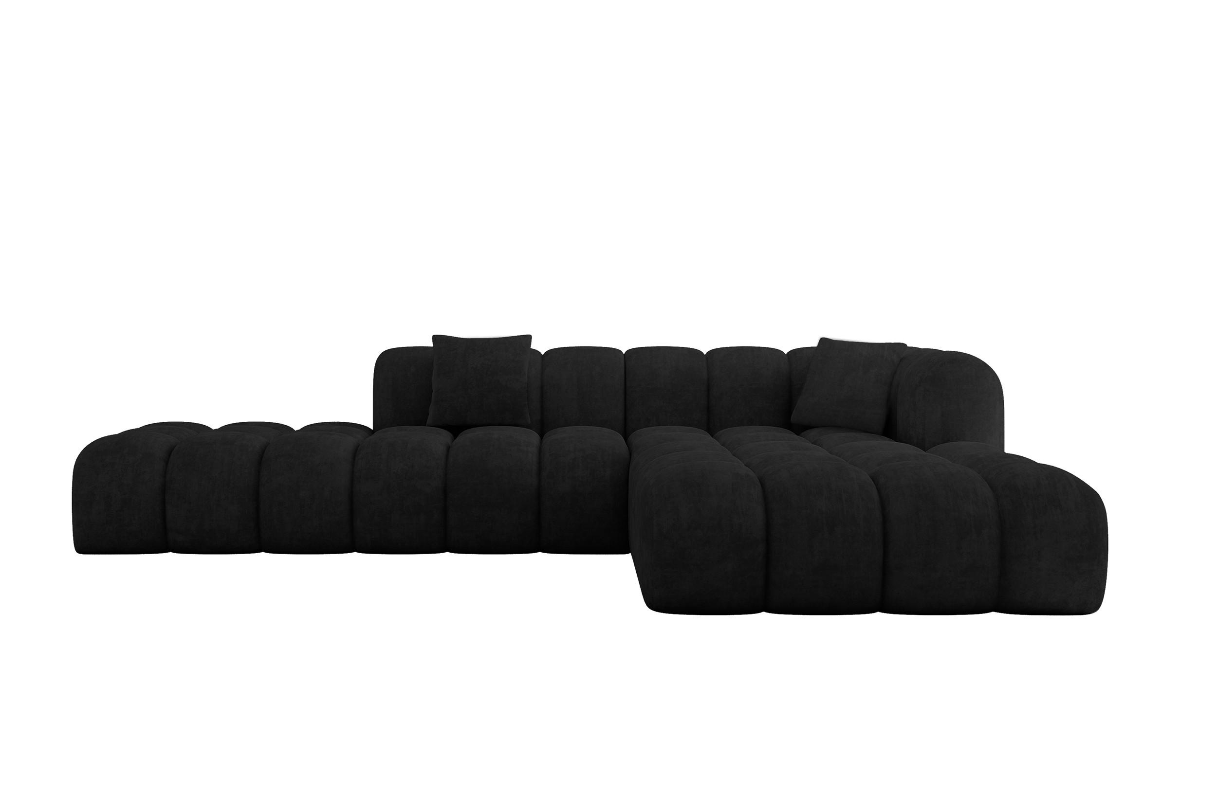 ALTDECOR ROHOVÁ SEDACÍ SOUPRAVA s otomanem vpravo OLEA-L2 – 289 × 176 × 71 cm černá