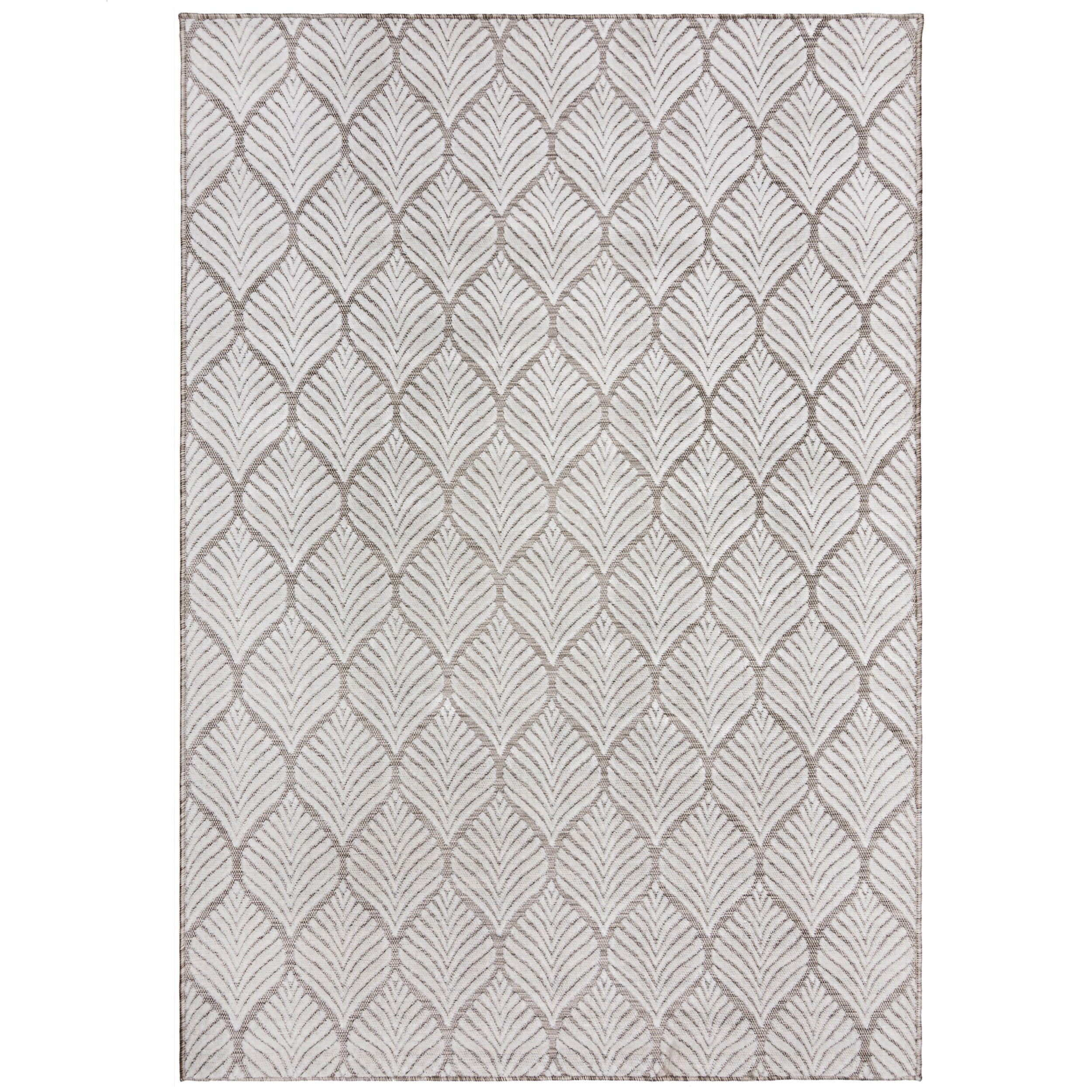 TEPPICH Outdoor Blätter, Terrasse schmutzabweisend Beige Rechteckig 80x150 - Beige, Textil (80/150cm) - KADIMA DESIGN