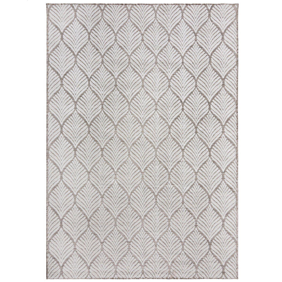 TEPPICH Outdoor Blätter, Terrasse schmutzabweisend Beige Rechteckig 80x150 - Beige, Textil (80/150cm) - KADIMA DESIGN
